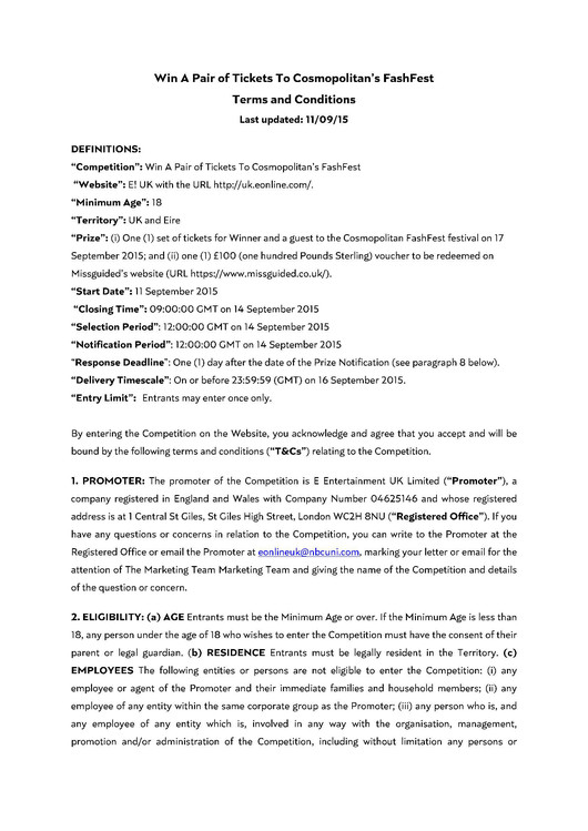 Cosmo Comp T&C 1 Cosmo Comp T&C 1